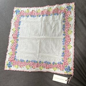 NWT LoveShackFancy floral Scarf with Pink and Blue Accents